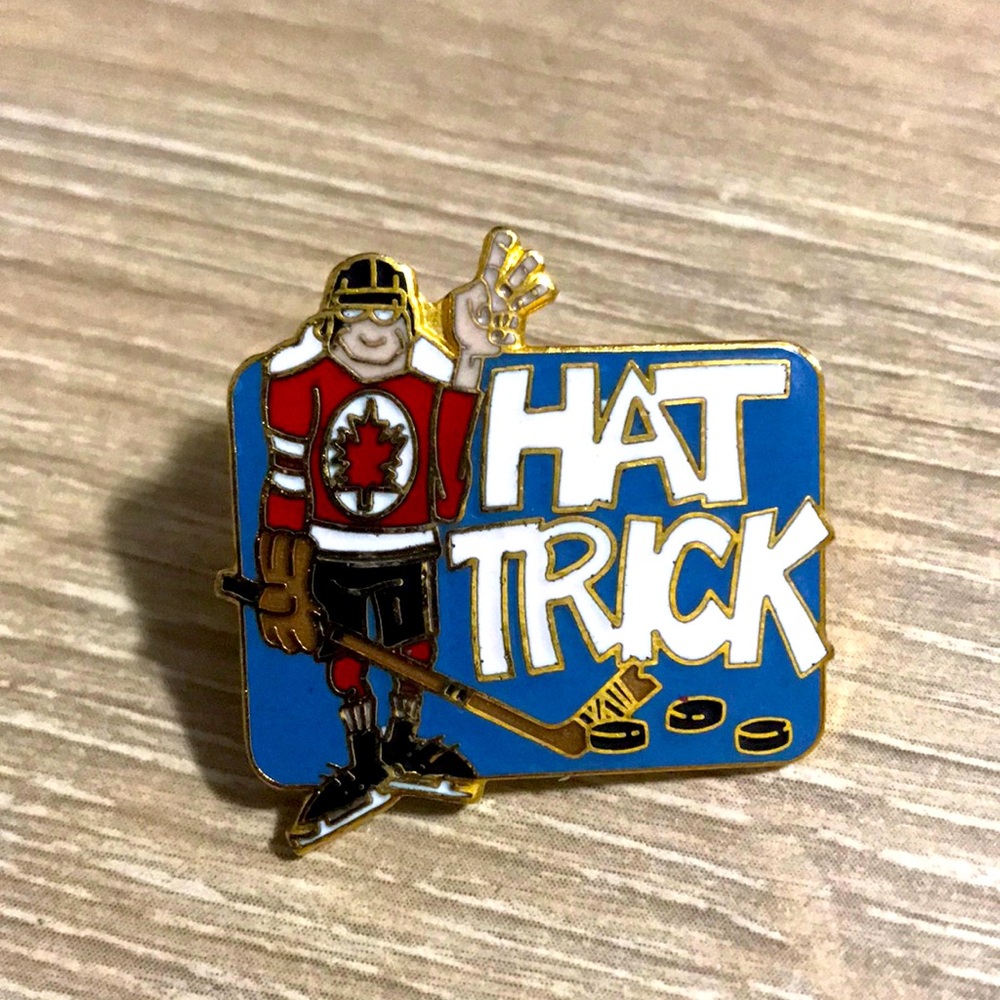 Vintage Hat Trick Hockey enamel pin